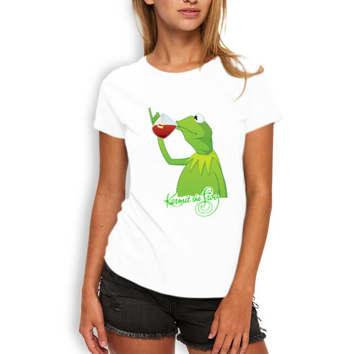 Kermit The Frog Drink Tea Ladies New T Shirt