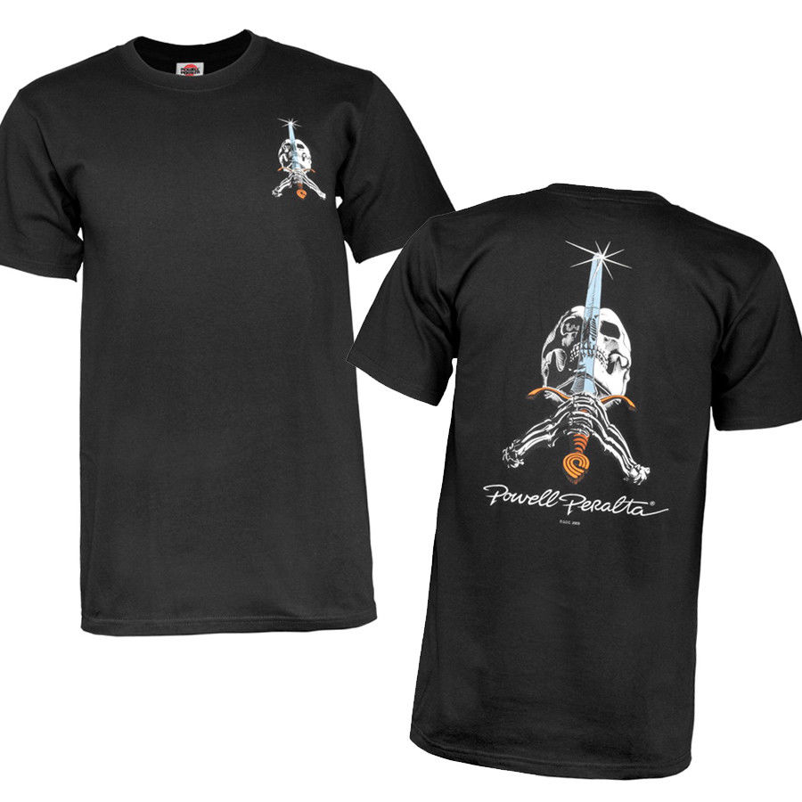 Powell Peralta Skull & Sword Skateboard T-Shirt Black Bones 