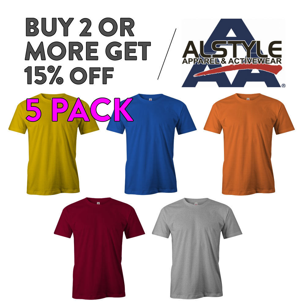 5 PACK AAA ALSTYLE 1301 MENS CASUAL T 