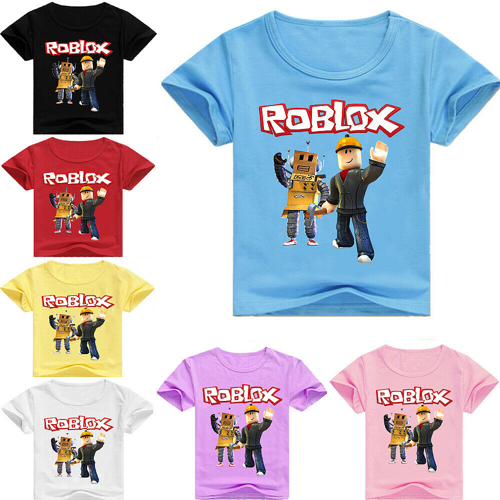 Boys Girls Kids Cartoon Roblox Short Sleeve T Shirt Tee Summer Printing Clothing Xetsy - roblox boys short sleeve shirt