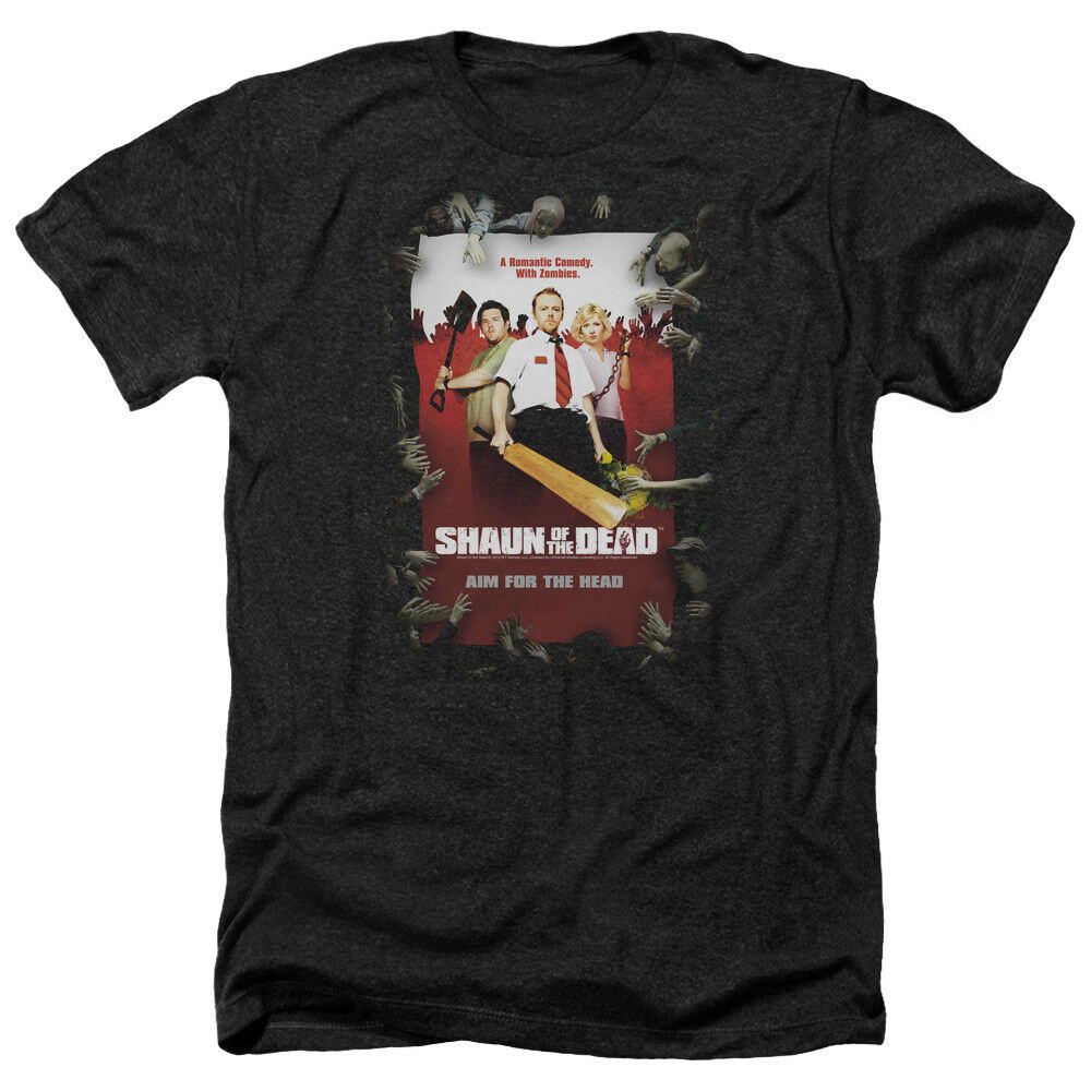 Shaun of the Dead Movie Poster Aim for the Head Adult Heather T-Shirt All Sizes