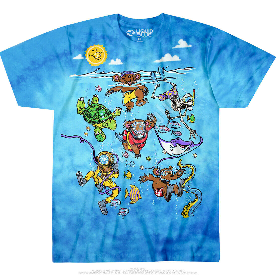 Grateful Dead Sea Swimming Terrapin Bear Tie Dye Tshirt S M L Xl Xxl 3x 4x 5x 6x Xetsy