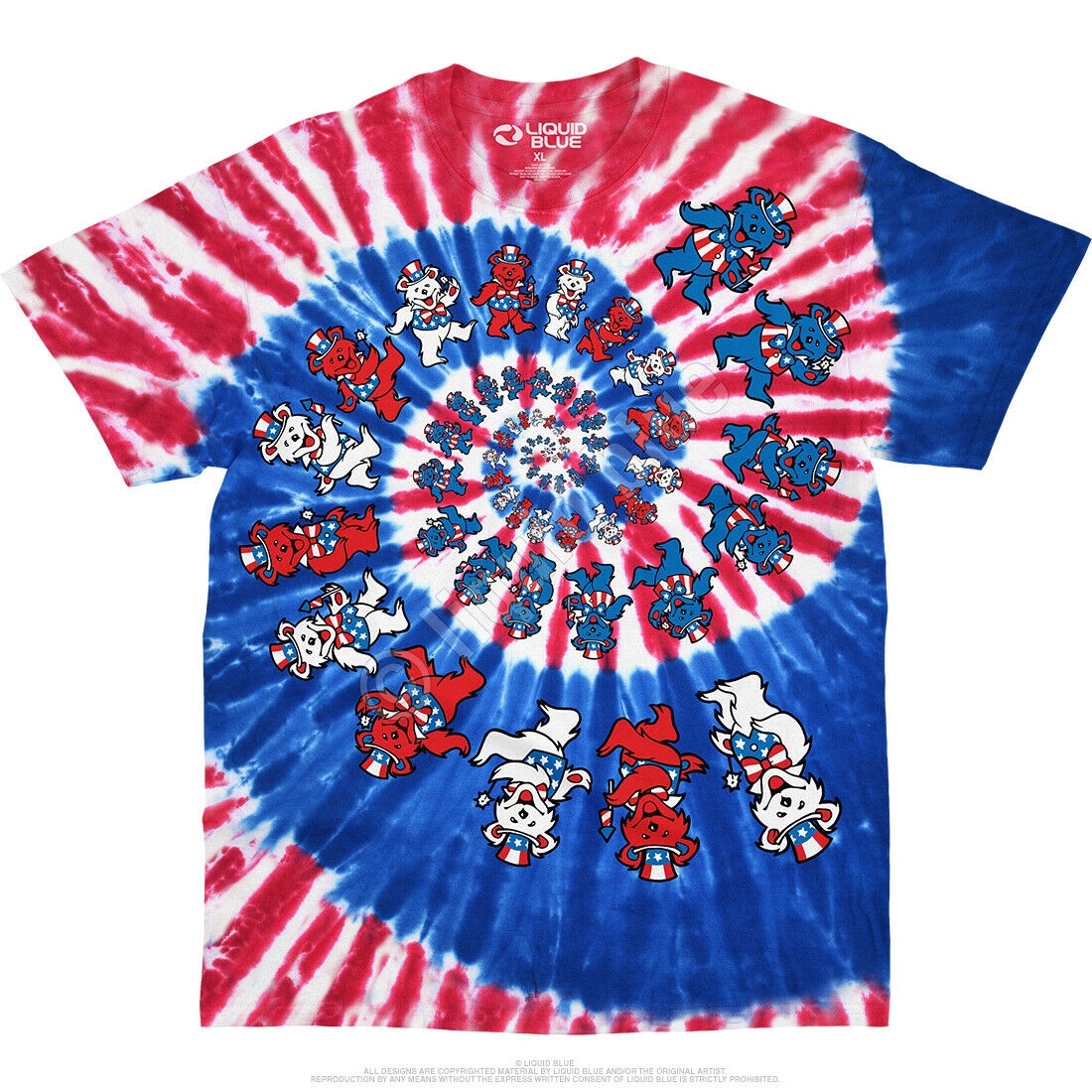 Grateful Dead Spiral Patriotic Bears Tie Dye Tshirt S M L Xl Xxl 3x 4x 5x 6x Xetsy