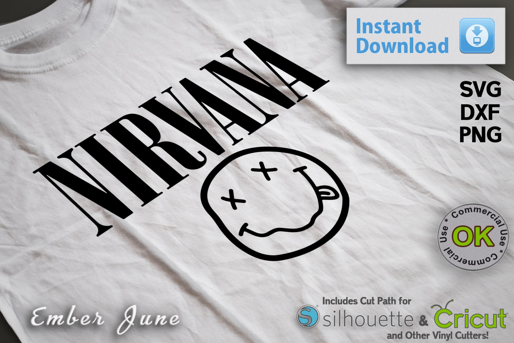 Download Nirvana Smiley Face Band Logo Svg Dxf Png Instant Digital Download Xetsy