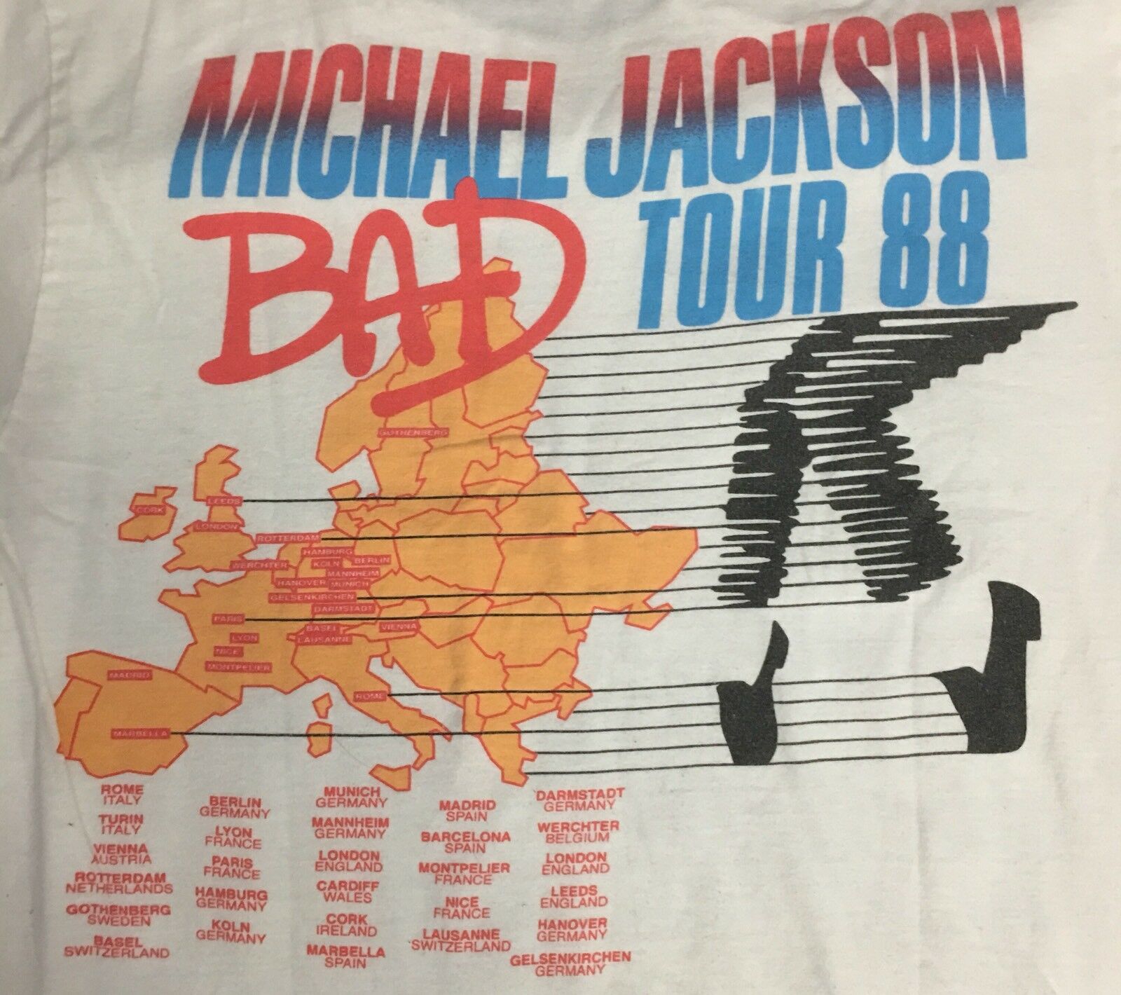 Vintage Michael Jackson Bad 88 Tour Merch T-shirt Single -  UK