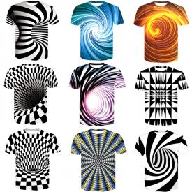 3D Optical illusion T-Shirt Hypnosis Swirl Men Women Funny Short Sleeve Tee Tops