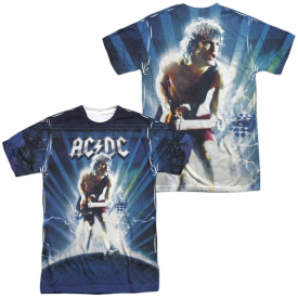 AC-DC ACDC Rock Band LIGHTNING 2-Sided Sublimated All Over Print Poly T-Shirt