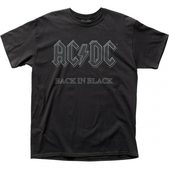 AC/DC Back in Black Blackout Logo Rock Music Band Men's Black T-Shirt