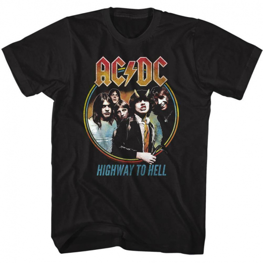AC/DC Highway To Hell Tricolor Black Adult T-Shirt