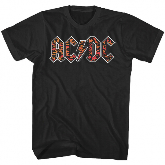 ACDC Leopard Logo Men's T Shirt Animal Print Heavy Metal Rock Band Concert Top