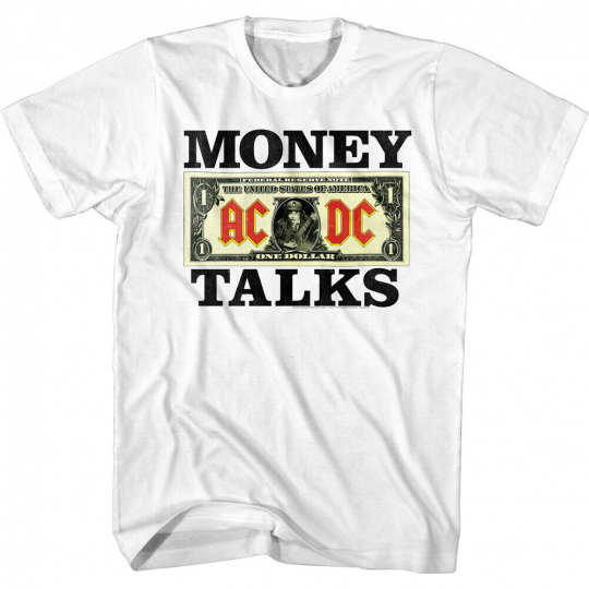 ACDC Money Talks Men's T Shirt Angus Young Dollars Rock Band Concert Merch