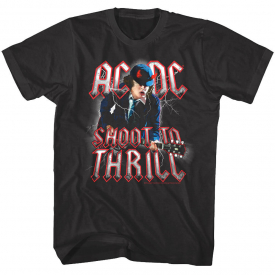 ACDC Shoot to Thrill Angus Shredding Men’s T Shirt Rock Band Concert Tour Merch