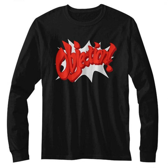 Ace Attorney Objection Black Adult Long Sleeve T-Shirt