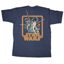 Adult Heather Navy Movie Star Wars Classic Group Luke Skywalker Han T-Shirt Tee