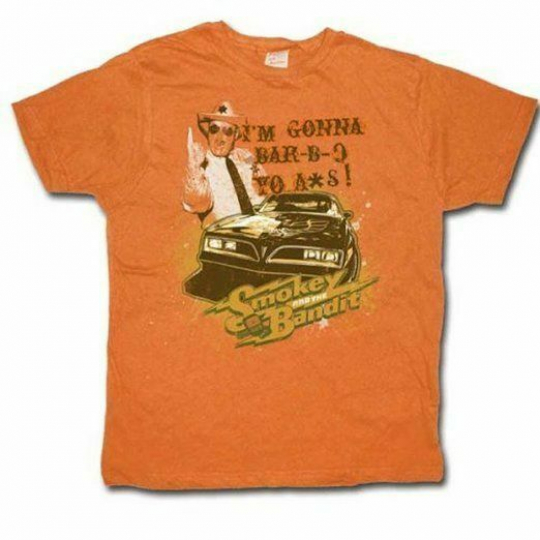 Adult Men's Comedy Film Smokey and the Bandit Bar-B-Q Your A*S Orange T-Shirt