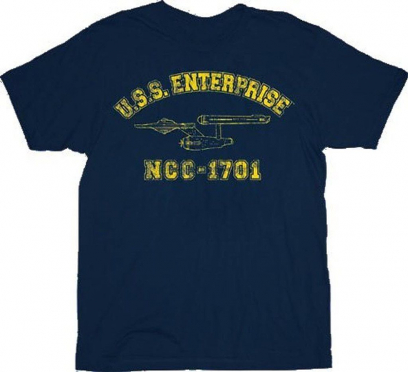 Adult Men's TV Show Star Trek U.S.S. Enterprise NCC-1701 Navy T-Shirt Tee