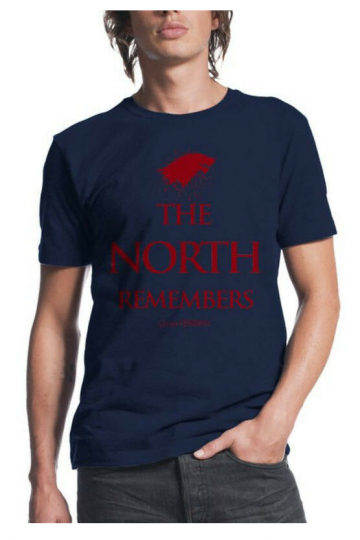 Adult Navy TV Show Game of Thrones The North Remembers Stark Wolf T-Shirt Tee