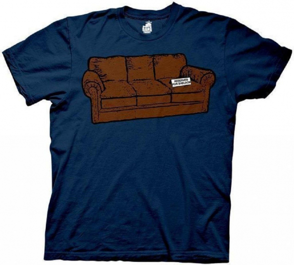 Adult Navy TV Show The Big Bang Theory Couch Reserved For Sheldon T-shirt Tee