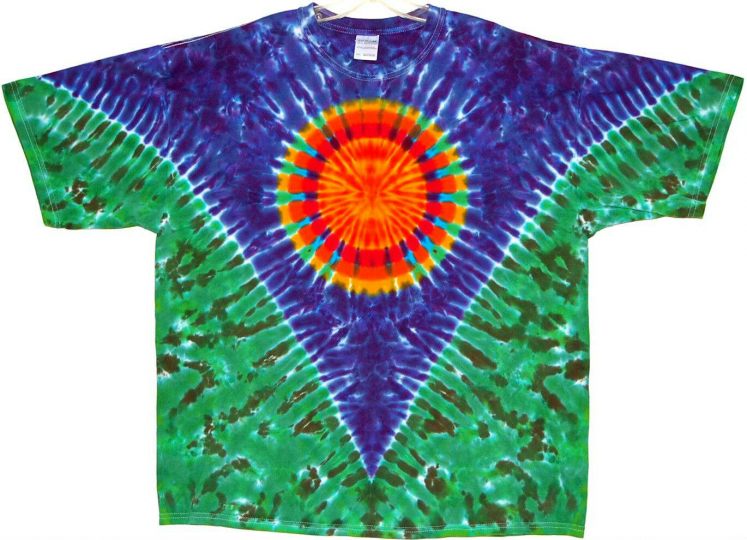 Adult TIE DYE Rainbow Sun V T Shirt 5X 5XL 6X 6XL hippie grateful dead art