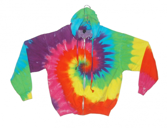 Adult Tie Dye Zip Hoodie Neon Rainbow Spiral Zipper Sweatshirt Grateful Dead art