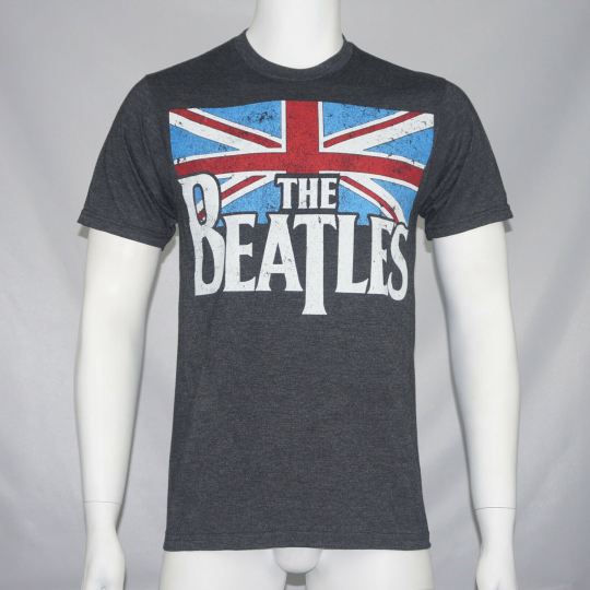 Authentic THE BEATLES Distressed British Flag Slim Fit T-Shirt S-2XL NEW