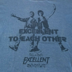 BILL and TED’S EXCELLENT ADVENTURE Movie T-Shirt XL Blue Distressed Cult Classic
