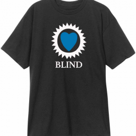 BLIND SKATEBOARDS Men’s S/S T-Shirt – BLUE HEART – Black – Medium – Brand New