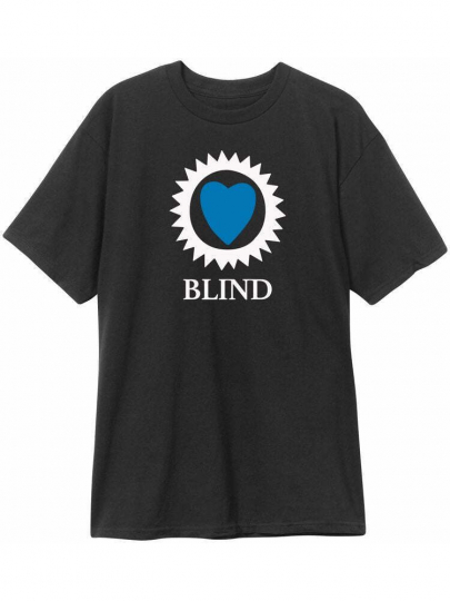 BLIND SKATEBOARDS Men's S/S T-Shirt - BLUE HEART - Black - Medium - Brand New