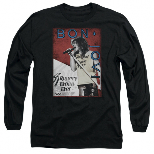 BON JOVI 86 TOUR Licensed Adult Men's Long Sleeve Graphic Band Tee Shirt SM-3XL
