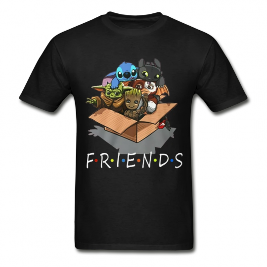 Baby Yoda FRIENDS Shirt Cartoon Comics Groot Stitch Toothless Grizm *Many Option