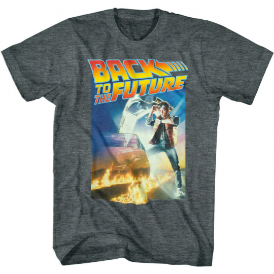 Back to The Future Movie Poster Men's T-Shirt Marty McFly Delorean