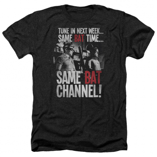 Batman Classic TV Show SAME BAT TIME SAME BAT CHANNEL Heather T-Shirt All Sizes