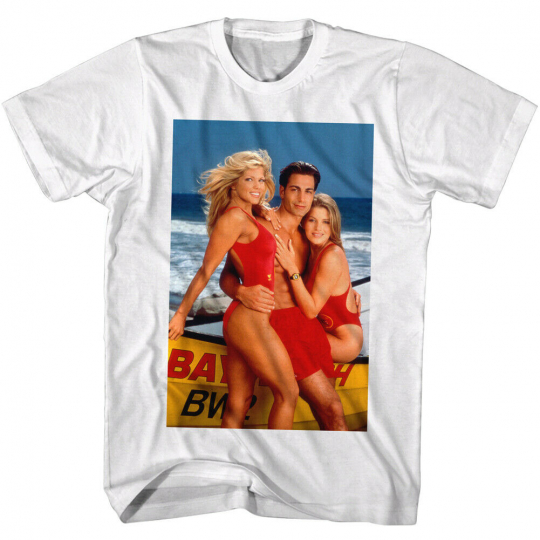Baywatch 90s Beach Drama Series Trio Shot Adult T-Shirt Tee