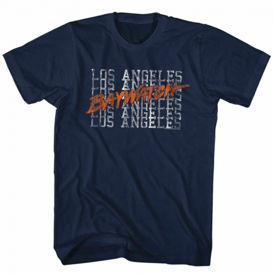 Baywatch L.A. Beaches Navy Adult T-Shirt
