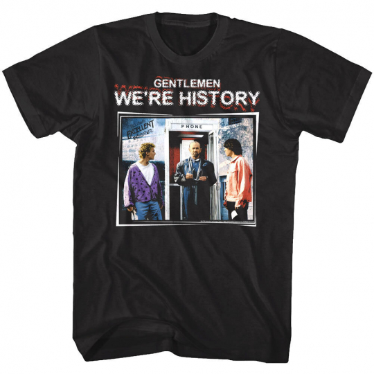 Bill & Ted's Excellent Adventure We're History Men's T Shirt Phone Booth Keanu