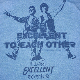 Bill and Ted’s Excellent Adventure Blue T-Shirt Size EXTRA LARGE