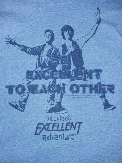 Bill and Ted's Excellent Adventure Blue T-Shirt Size EXTRA LARGE