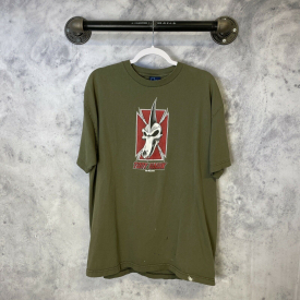 Birdhouse Tony Hawk Skateboard T Shirt Green Distressed XL A3