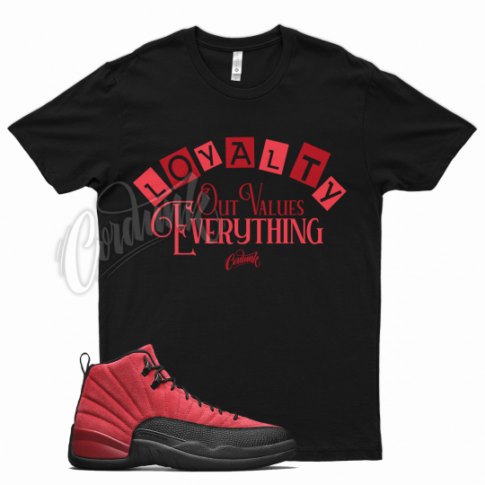 Black LOYALTY L.O.V.E. T Shirt for Jordan 12 Reverse Flu Game Varsity Red Bred 1
