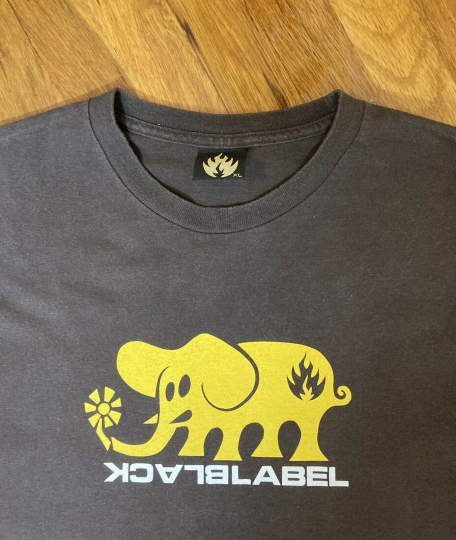 Black Label Mens Vintage Skateboard Elephant Graphic Street T Shirt Size XL