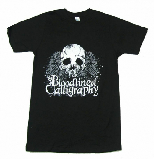 Bloodlined Calligraphy Winged Skull Black T Shirt New Official Band Merch