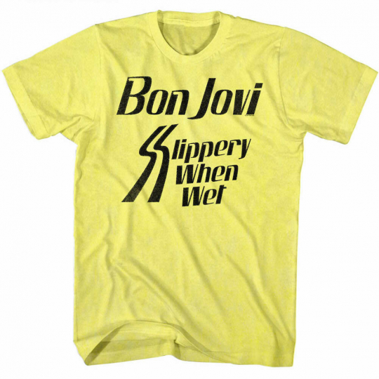 Bon Jovi Slippery When Wet Album Cover Mens T Shirt Rock Band Concert Tour Merch