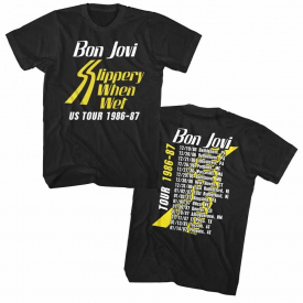 Bon Jovi Slippery When Wet Tour 1986 Men’s T Shirt Rock Band Album Music Merch