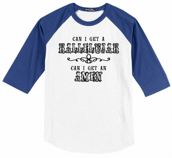 Can I Get A Hallelujah Amen Mens Raglan Jersey Country Music Concert Graphic X1