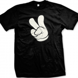 Cartoon Hand Peace Sign Deuces Later Hippie Funny  Mens T-shirt