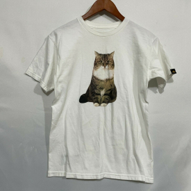 Cat Emerica Mens White Short Sleeve Pullover Casual Graphic T Shirt Size Small