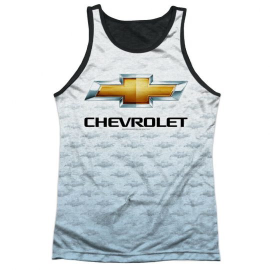 Chevrolet Logo Repeat Mens Tank Top Shirt with Black Back