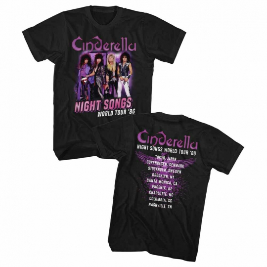 Cinderella Night Songs Tour Black Adult T-Shirt