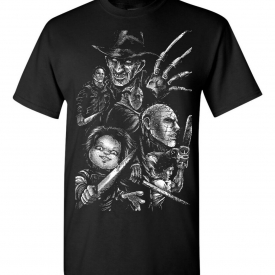 Classic Horror Movie Faces Images Mike Myers Jason Men’s Tee Shirt 097