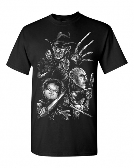 Classic Horror Movie Faces Images Mike Myers Jason Men's Tee Shirt 097